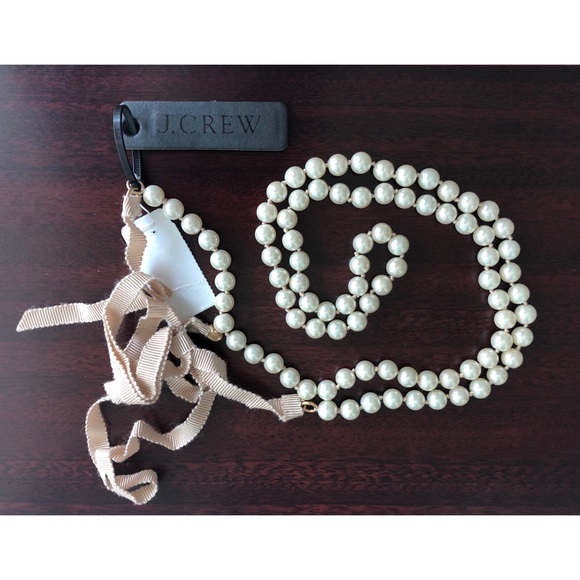 J. Crew Jewelry - J. Crew Pearl Necklace with Blush Ribbon Tie